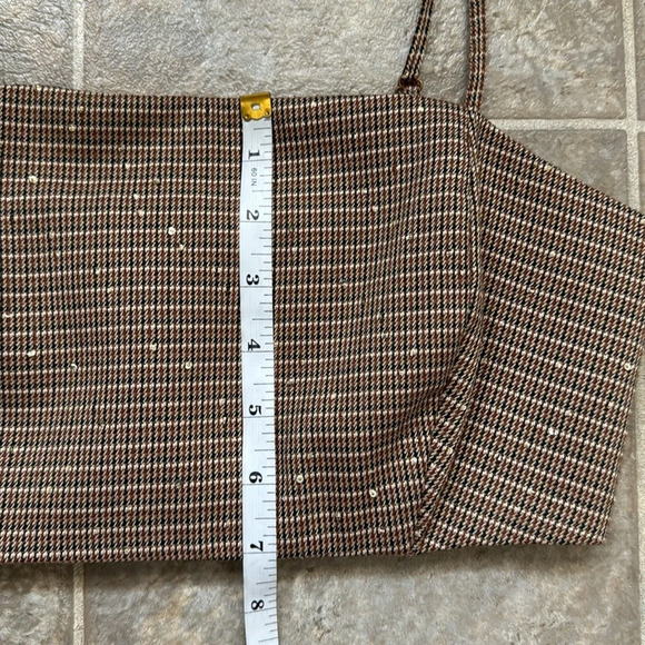House Of Harlow 1960 spaghetti strap plaid bralette sequins brown XS - Picture 5 of 9